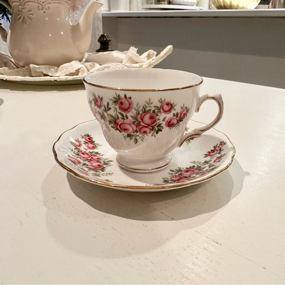 Authentic Royal Vale Vintage China Tea Saucer Pink Flower Antique Party Decor